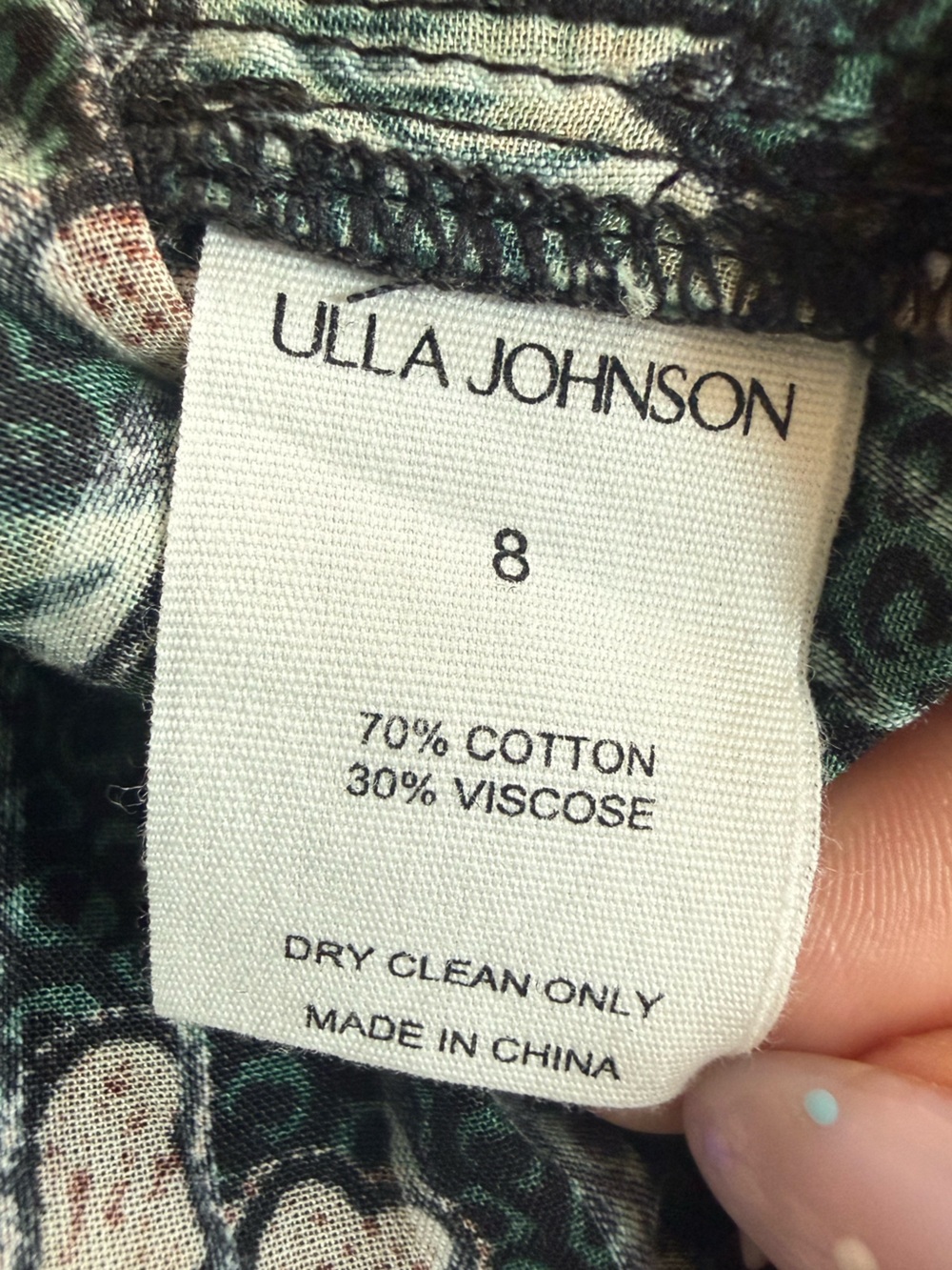 Ulla Johnson Eloisa Dark Green Floral Puff-Sleeve Midi Dress - Picture 7 of 7